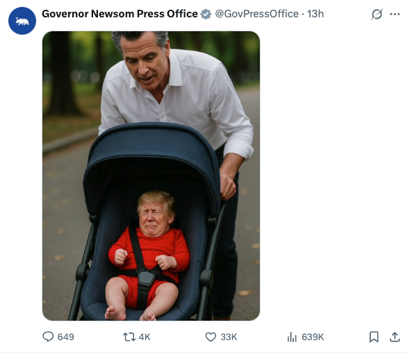 Gavin Newsom has been using Trump-style internet trolling for months against the president