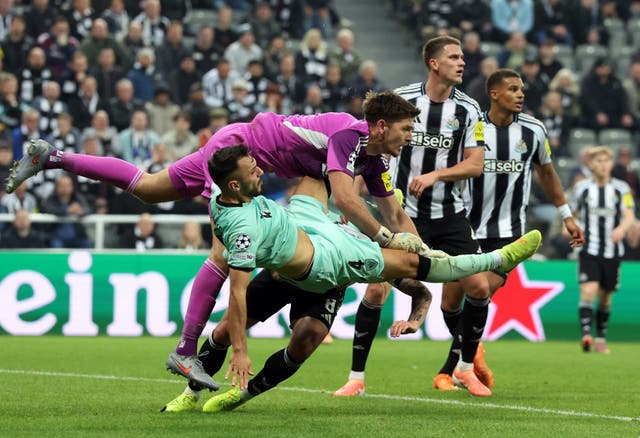 <p>Pope was forced into a number of saves as Newcastle held onto their lead</p>