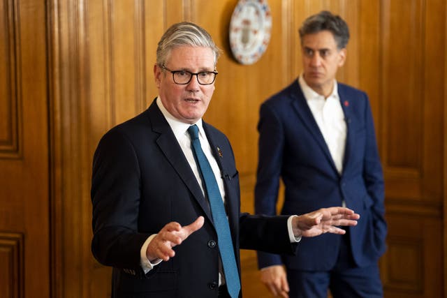 Sir Keir Starmer has been joined by Energy Secretary Ed Miliband at Cop30 (Jordan Pettitt/PA)