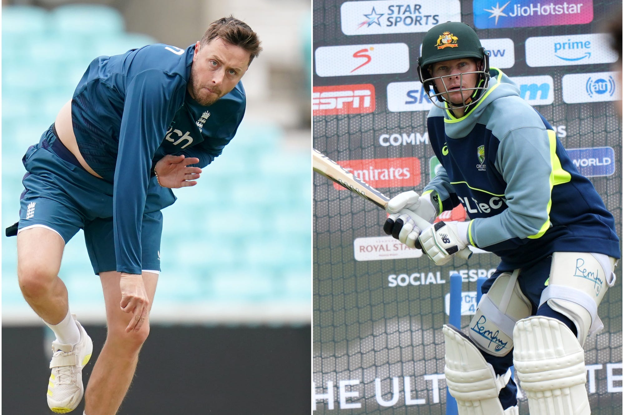 Ollie Robinson, left, found himself assisting Steve Smith’s Ashes preparations (Adam Davy/Ben Whitley/PA)