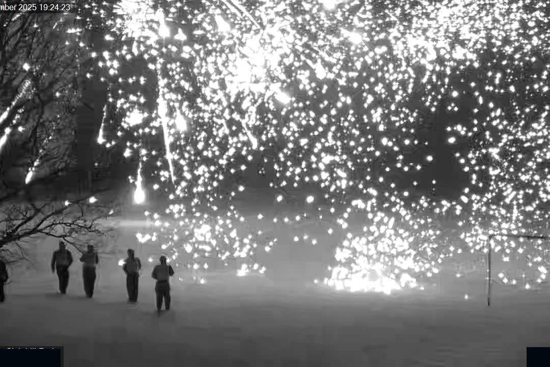Fireworks were let off in Sighthill Park, Edinburgh, as police officers approached (City of Edinburgh Council/PA)