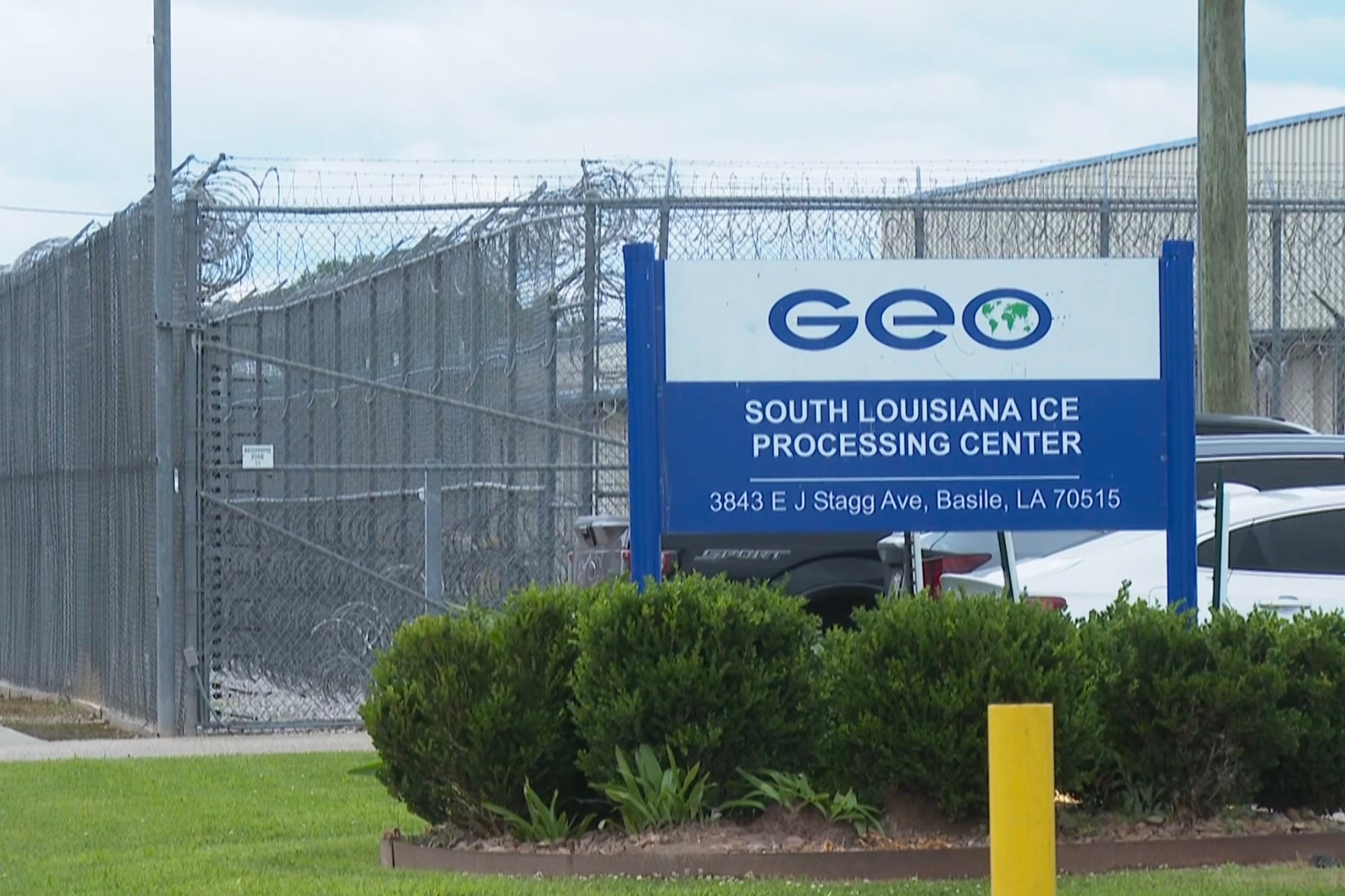 The exterior of the South Louisiana ICE Processing Center in Basile, Louisiana, where Alicia was given her health screening. Pregnant women held at the facility have reported ‘dreaming’ about eating meat, with some claiming they’ve gone weeks without being fed any protein, an attorney said