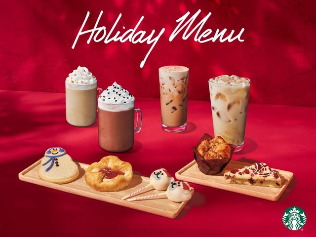 <p>Starbucks' new holiday menu debuted Thursday with festive drinks and treats seen above</p>