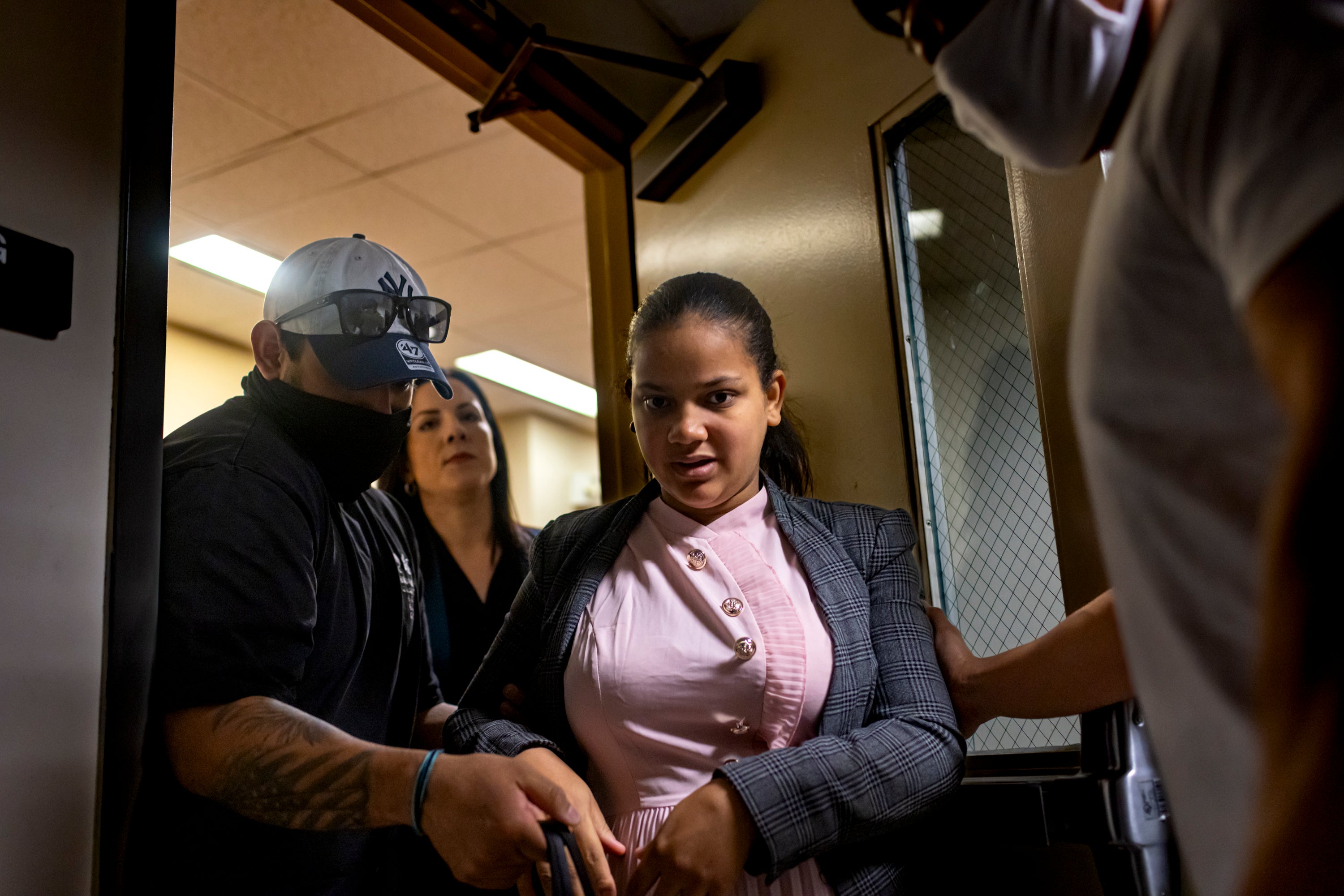 Federal agents detain a nine-month pregnant woman after exiting a hearing at immigration court in New York City. An unknown number of pregnant and nursing women have been detained this year, despite ICE’s own directive generally prohibiting putting them in custody, a letter from civil rights groups says