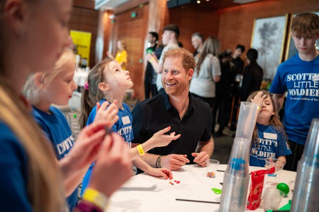 <p>Harry during a surprise visit to a Scotty’s Little Soldiers event in 2024 (Paul Tibbs/Scotty’s Little Soldiers/PA)</p>