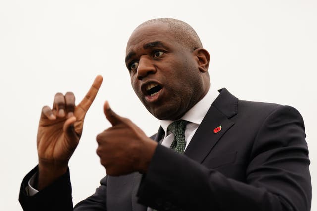 <p>Deputy Prime Minister David Lammy speaking to the media during a groundbreaking event for a new prison next to HMP Gartree in Market Harborough (Jacob King/PA)</p>