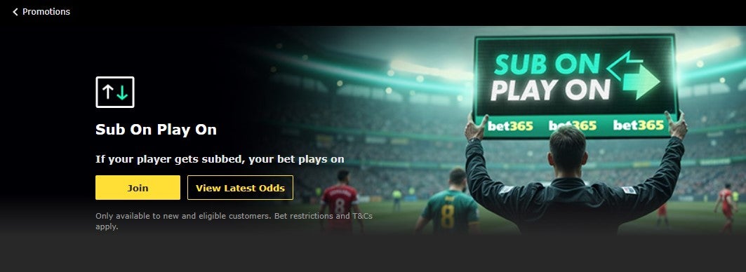 Bet365 were one of the first betting sites to introduce a player prop promotion like Sub On Play On