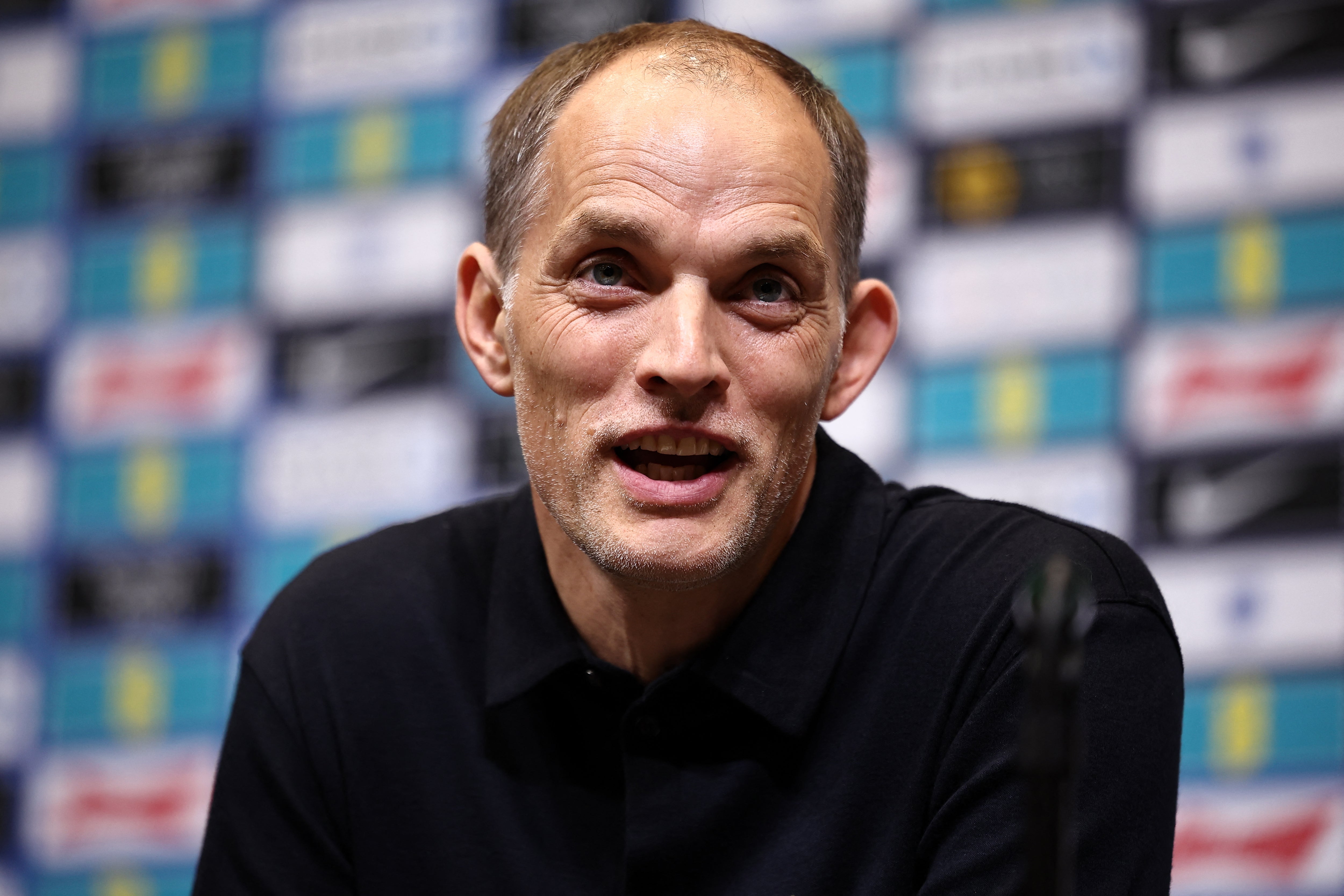 <p>Thomas Tuchel in his England squad announcement press conference</p>