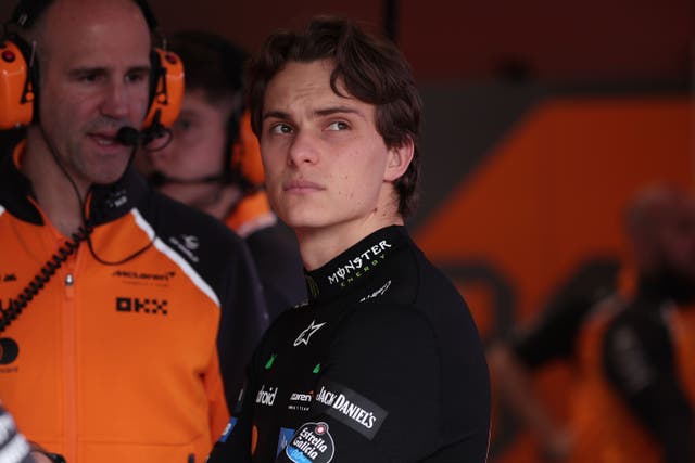 Oscar Piastri crashed out of Saturday’s sprint in Brazil (AP Photo/Ettore Chiereguini)