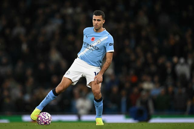 <p>Manchester City's Spanish midfielder Rodri </p>