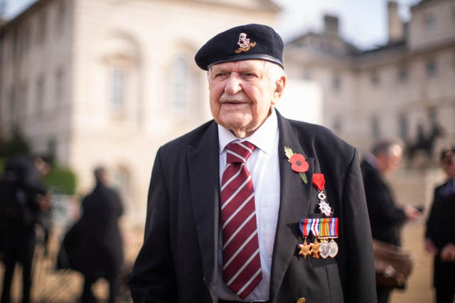 Arthur Oborne, 101, was among the veterans who attended events at the Cenotaph on Sunday (James Manning/PA)