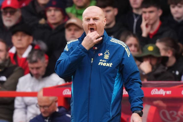 Forest head coach Sean Dyche on the touchline against Leeds (Mike Egerton/PA)