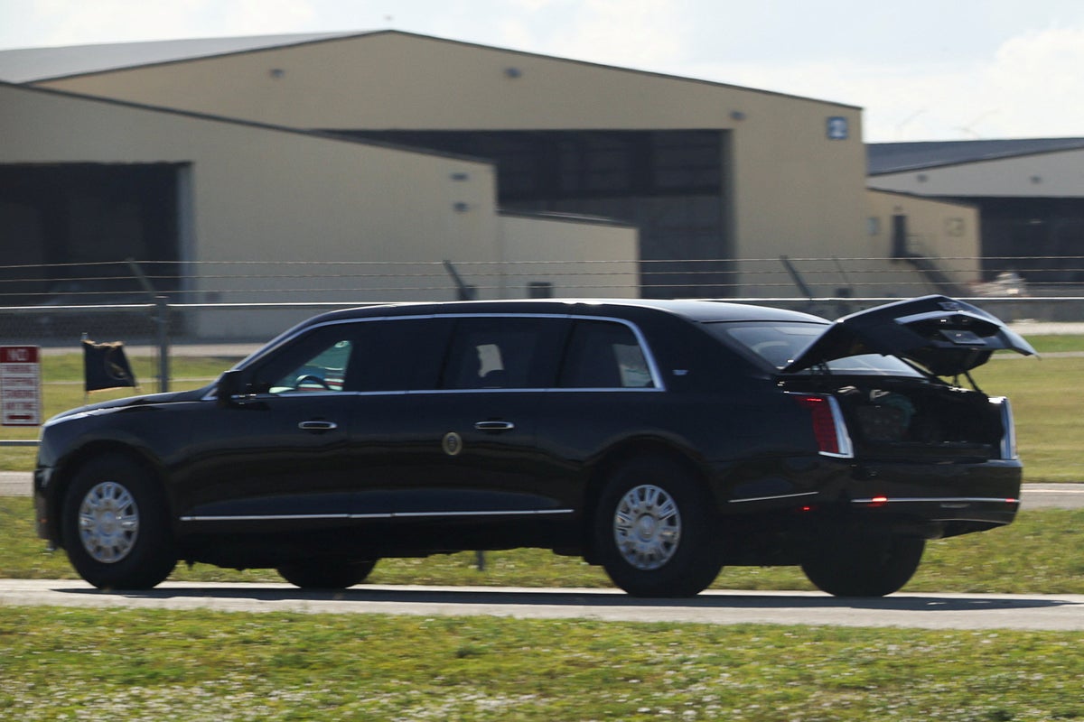 Security questions raised after Trump rides to the airport in ‘The Beast’ with the trunk wide open