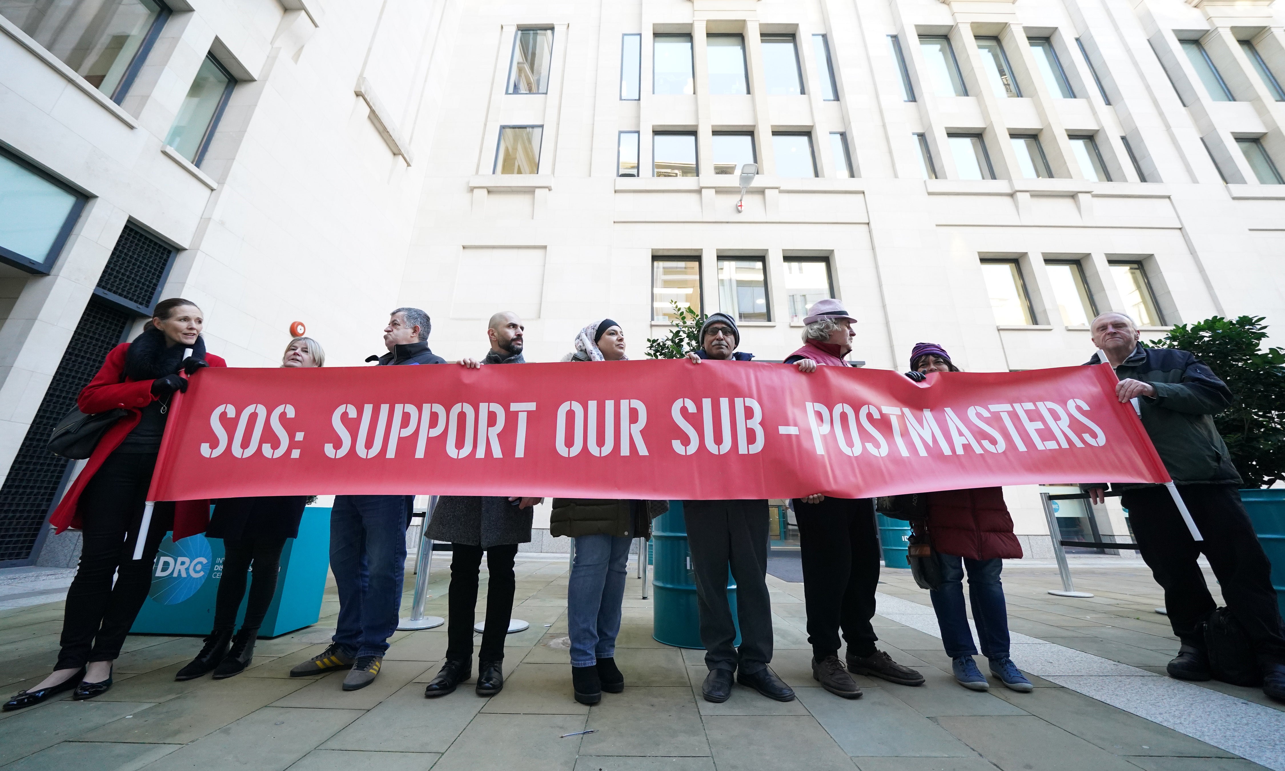 Protesters outside the Post Office Horizon IT inquiry at the International Dispute Resolution Centre in London in 2022 (Kirsty O’Connor/PA) (PA Wire)