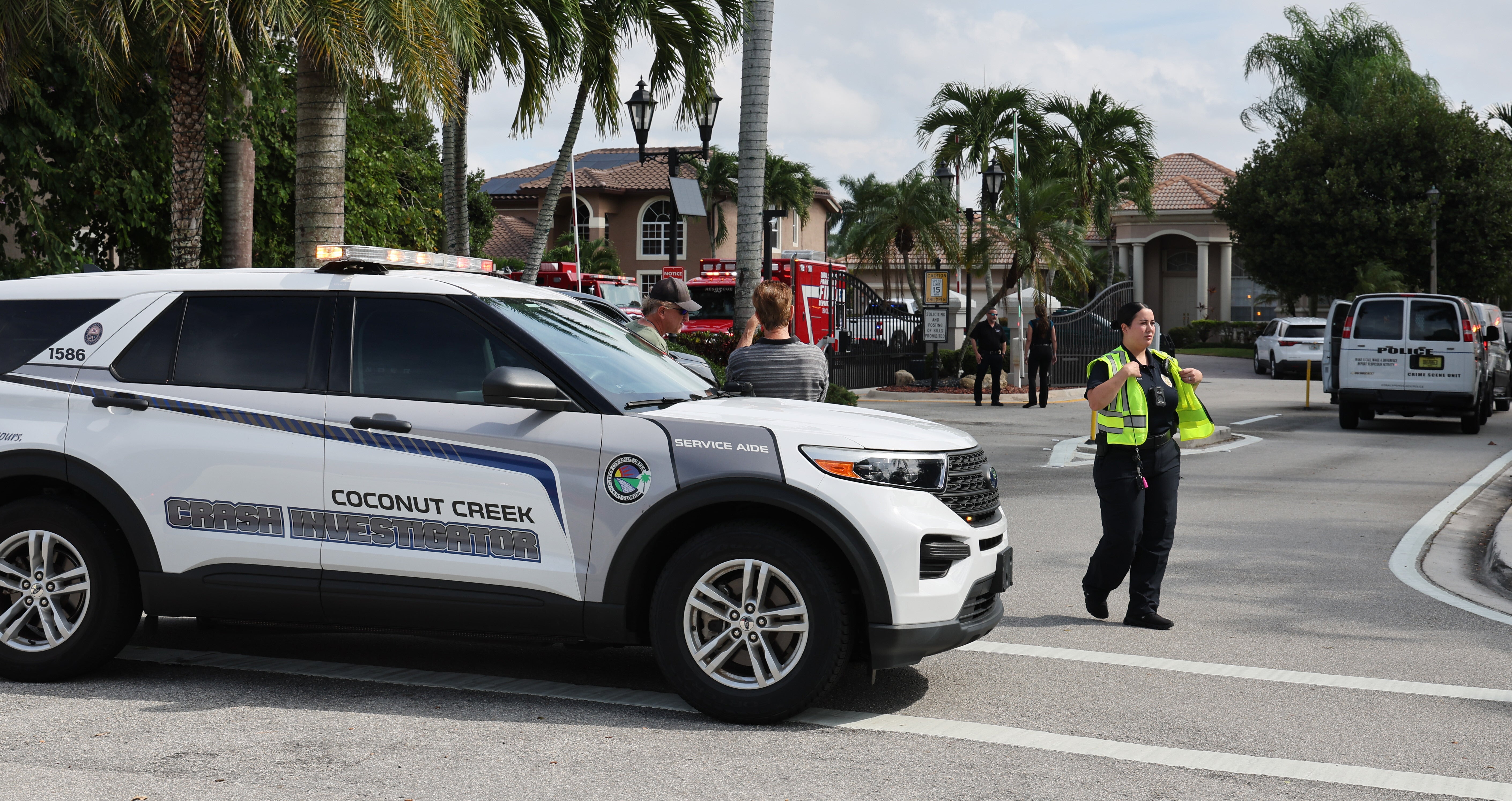 Emergency personnel from Coral Springs and Coconut Creek are on scene where a plane crashed in the Windsor Bay community in Coral Springs on Monday, Nov. 10, 2025