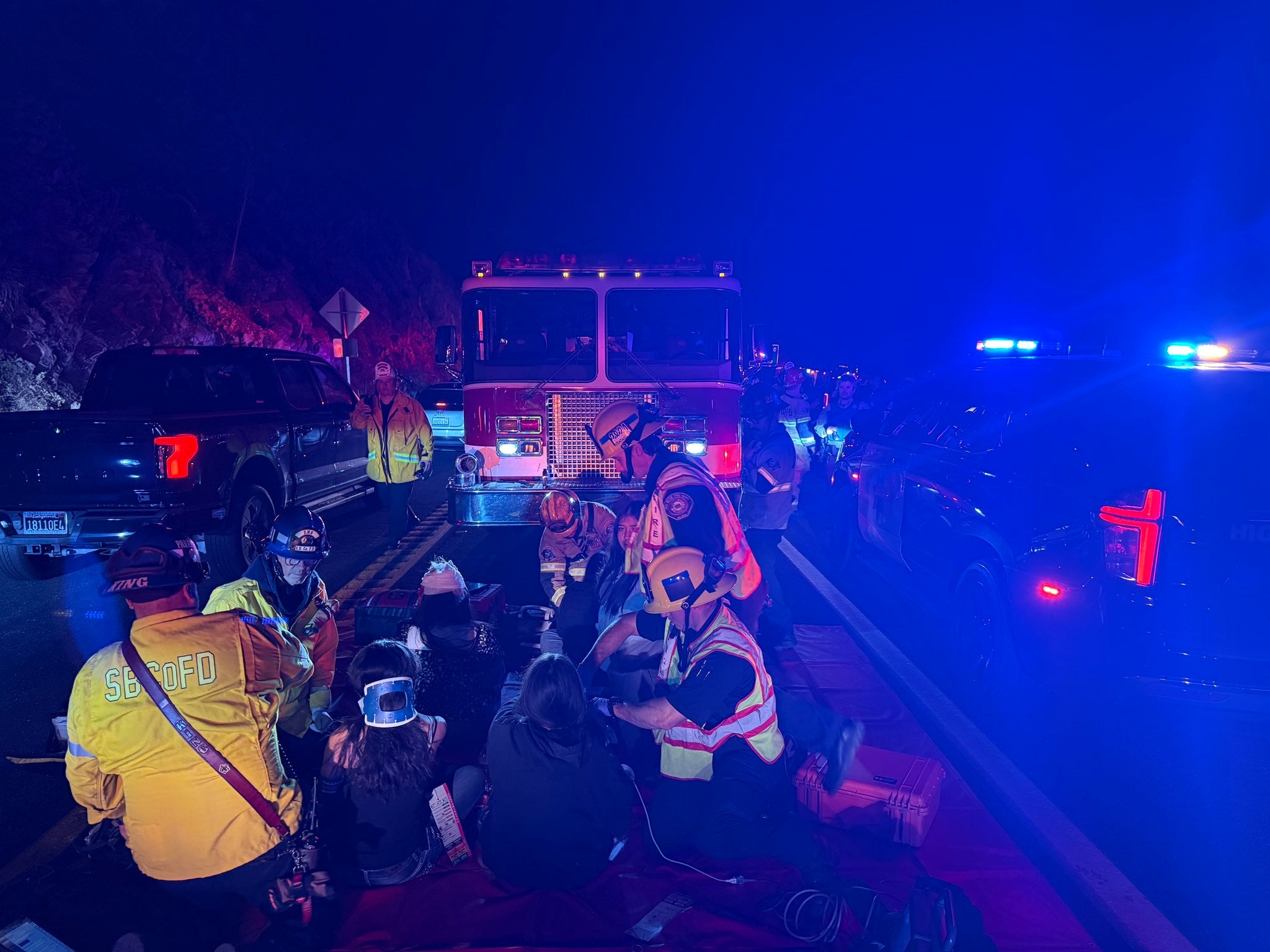 <p>Emergency crews are responding after 36 passengers were involved in a bus crash in the San Bernardino mountains</p>