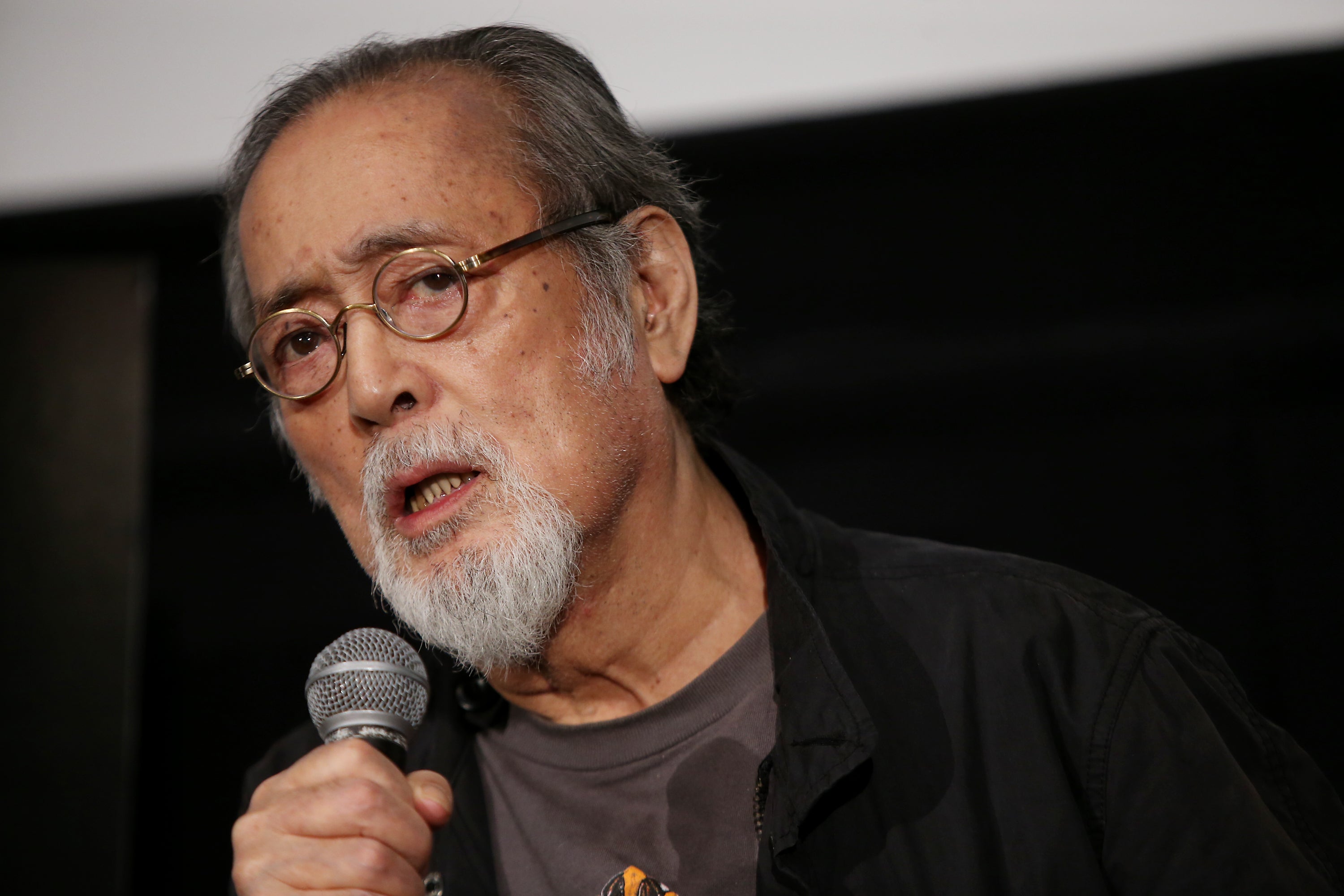 <p>Tatsuya Nakadai at the 'RAN' stage appearance during the Tokyo International Film Festival 2015 </p>