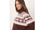 Best Christmas jumper IndyBest review Asos Design high neck yoke placement jumper in chocolate