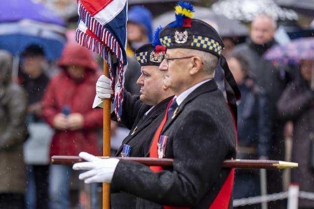 Standard bearers took part in a Remembrance Day ceremony (Jane Barlow/PA)