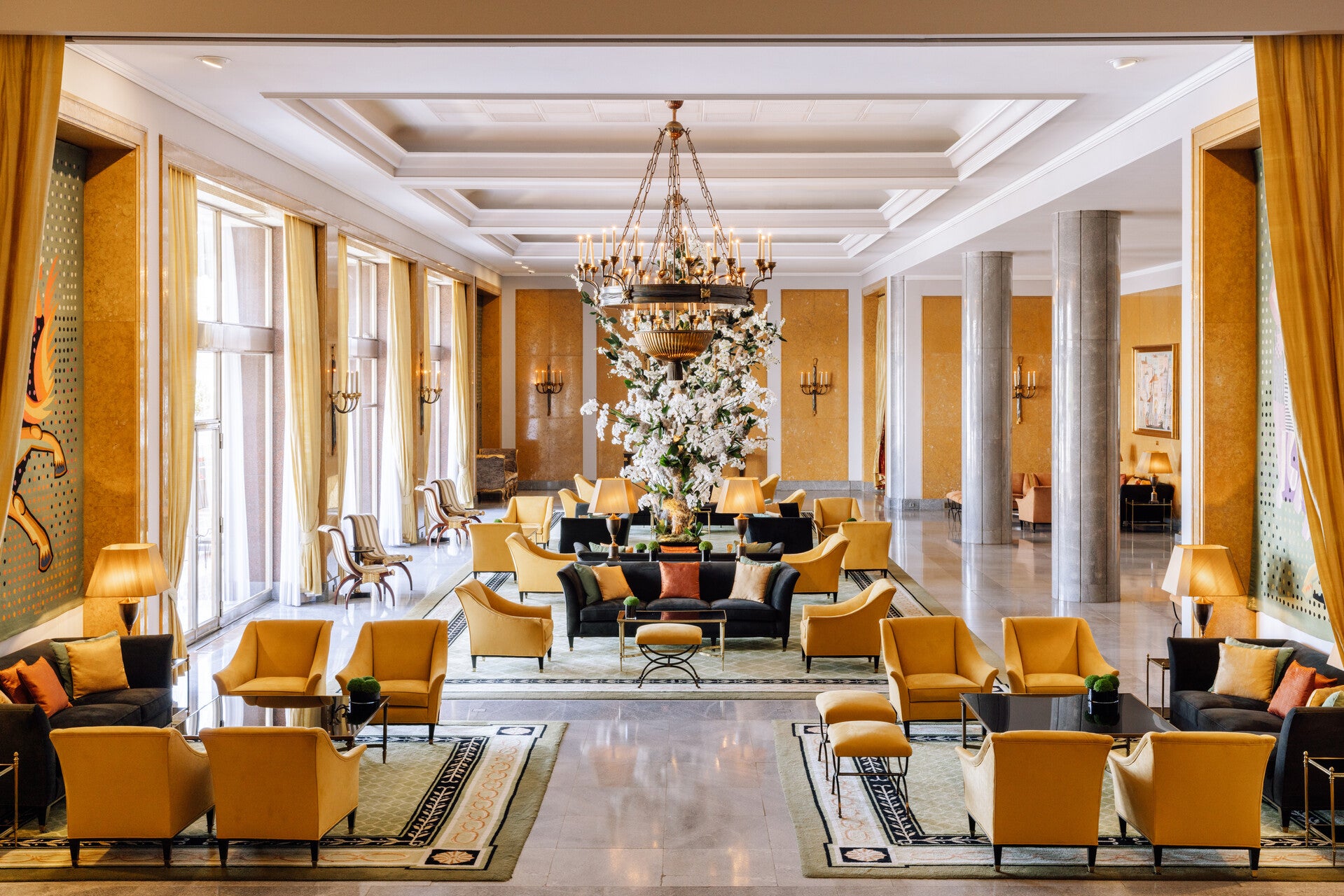 The lobby seating area at Four Seasons Ritz Lisbon