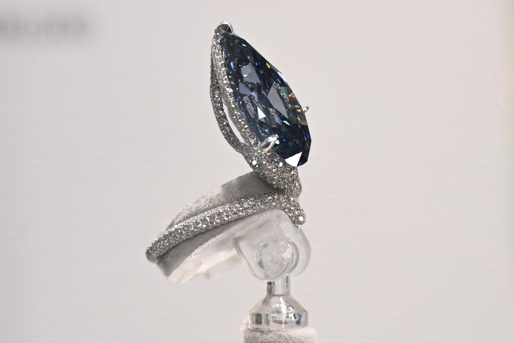 <p>The Mellon Blue on display before auction</p>
