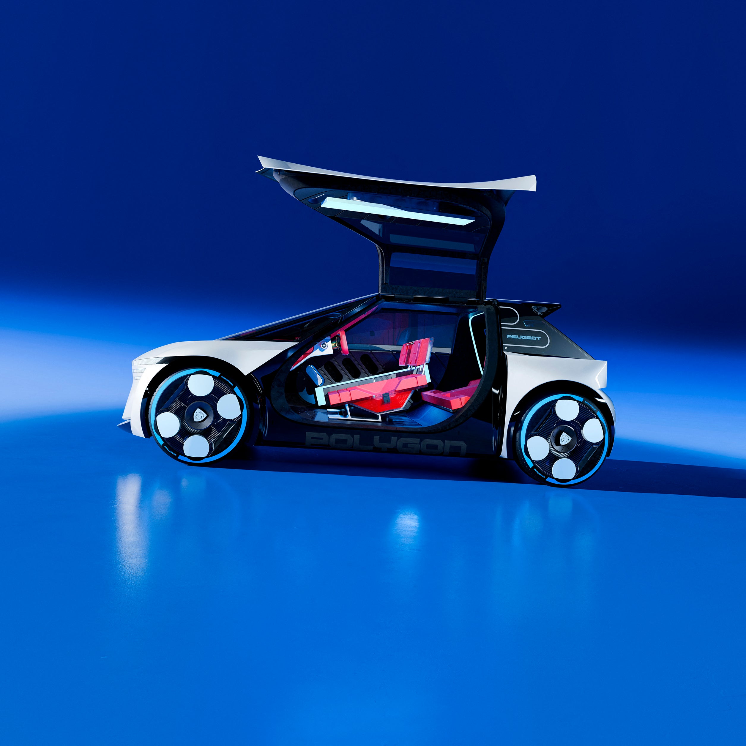 The Polygon's wild gull-wing doors are unlikely to make it onto the next Peugeot 208!