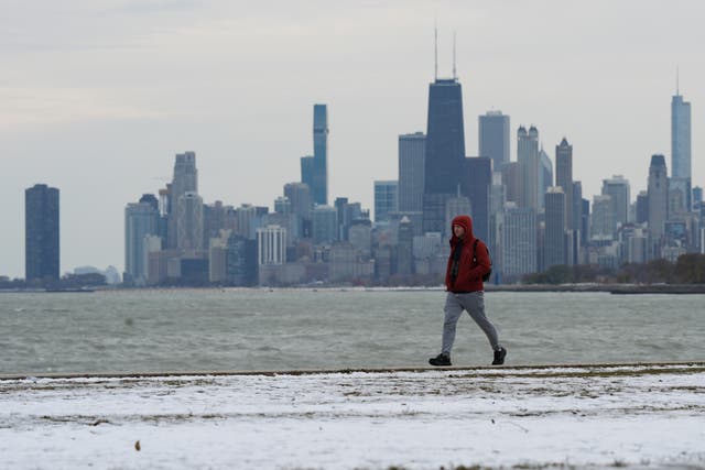 <p>Snow-covered Chicago on Tuesday</p>