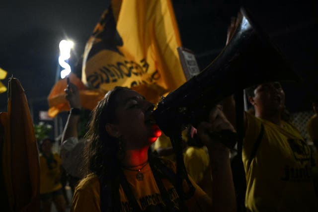 <p>Indigenous people and students protest outside the venue of the Cop30 summit Belem, Brazil, on 11 November 2025</p>