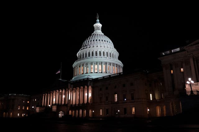 The U.S. Capitol at night