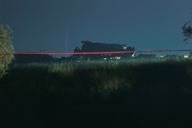 <p>Debris is seen at a crash site of a Turkish military cargo plane in Georgia’s Sighnaghi municipality</p>