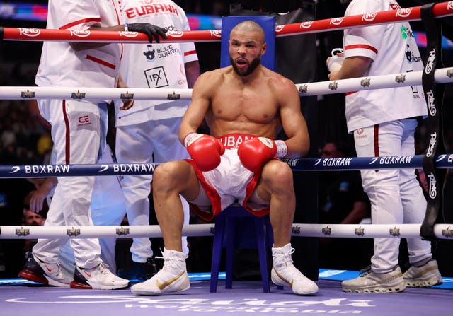 <p>Chris Eubank Jr during his first clash with Conor Benn</p>