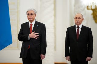 Russian President Putin and Kazakh President Tokayev meet in Moscow.