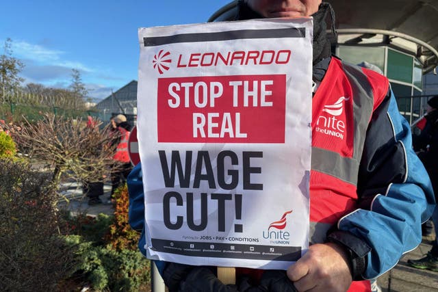 <p>Hundreds of workers were on the picket line at Leonardo’s Edinburgh site on Wednesday morning</p>