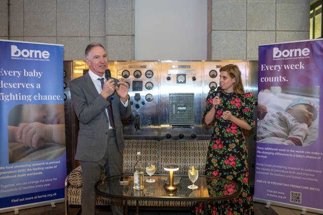 Princess Beatrice, patron of Borne and Professor Mark Johnson attending a supporter event for the birth research charity (Annabel Moeller/ Borne/PA)