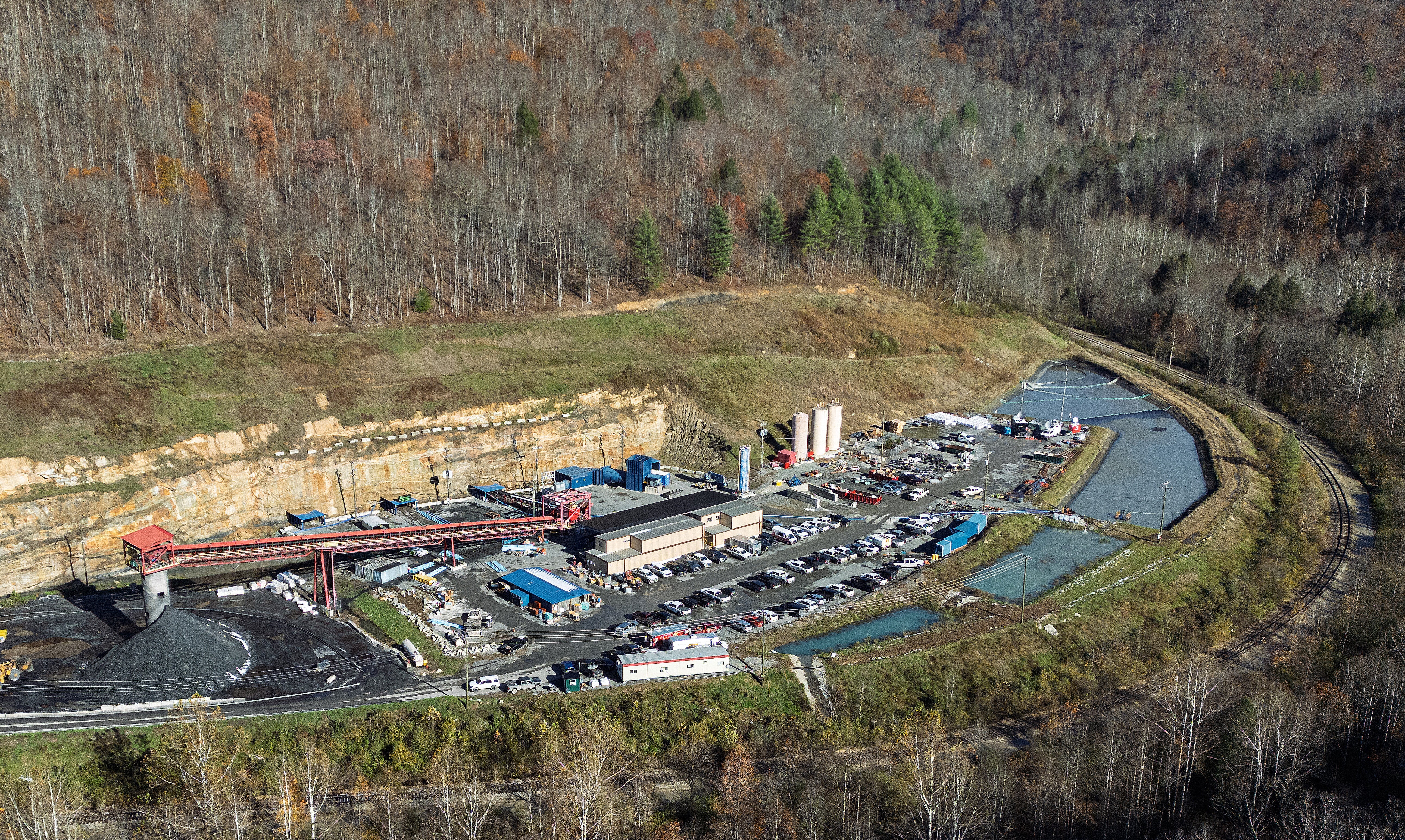 The Rolling Thunder coal mine near Swiss, in Nicholas County, West Virginia, is seen in this aerial photo on Wednesday, Nov. 12, 2025