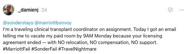 Social media was soon filled with customers venting about being kicked out of their Sonder stays