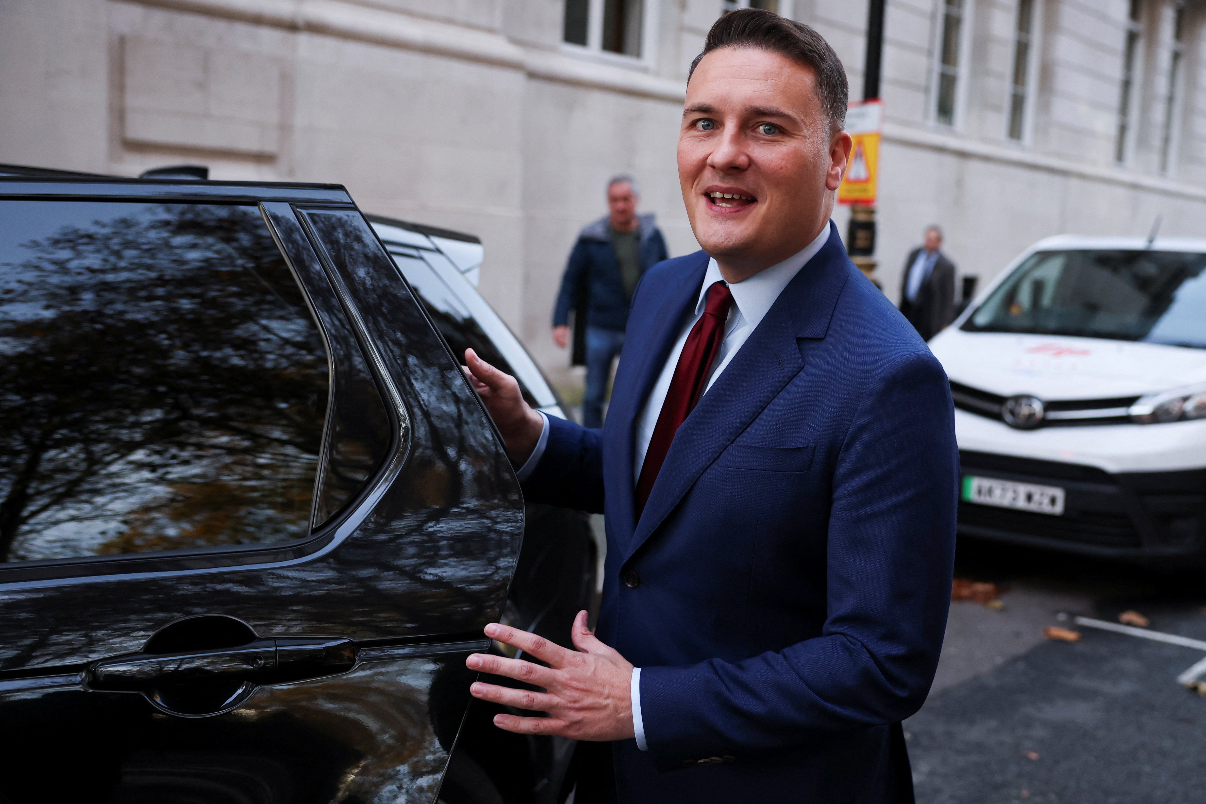 Streeting, pictured in London on Wednesday morning, laughed off suggestions that he is behind a plot to oust Starmer as leader