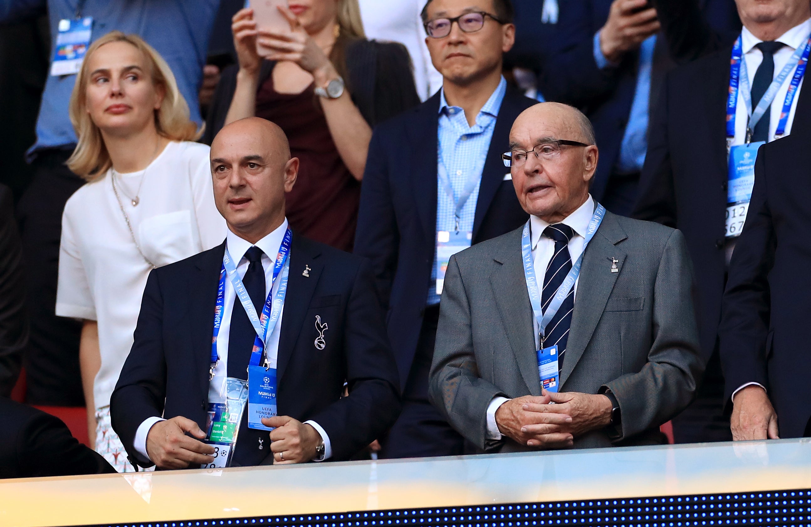 Tottenham Hotspur owner Daniel Levy and Joe Lewis in the stands