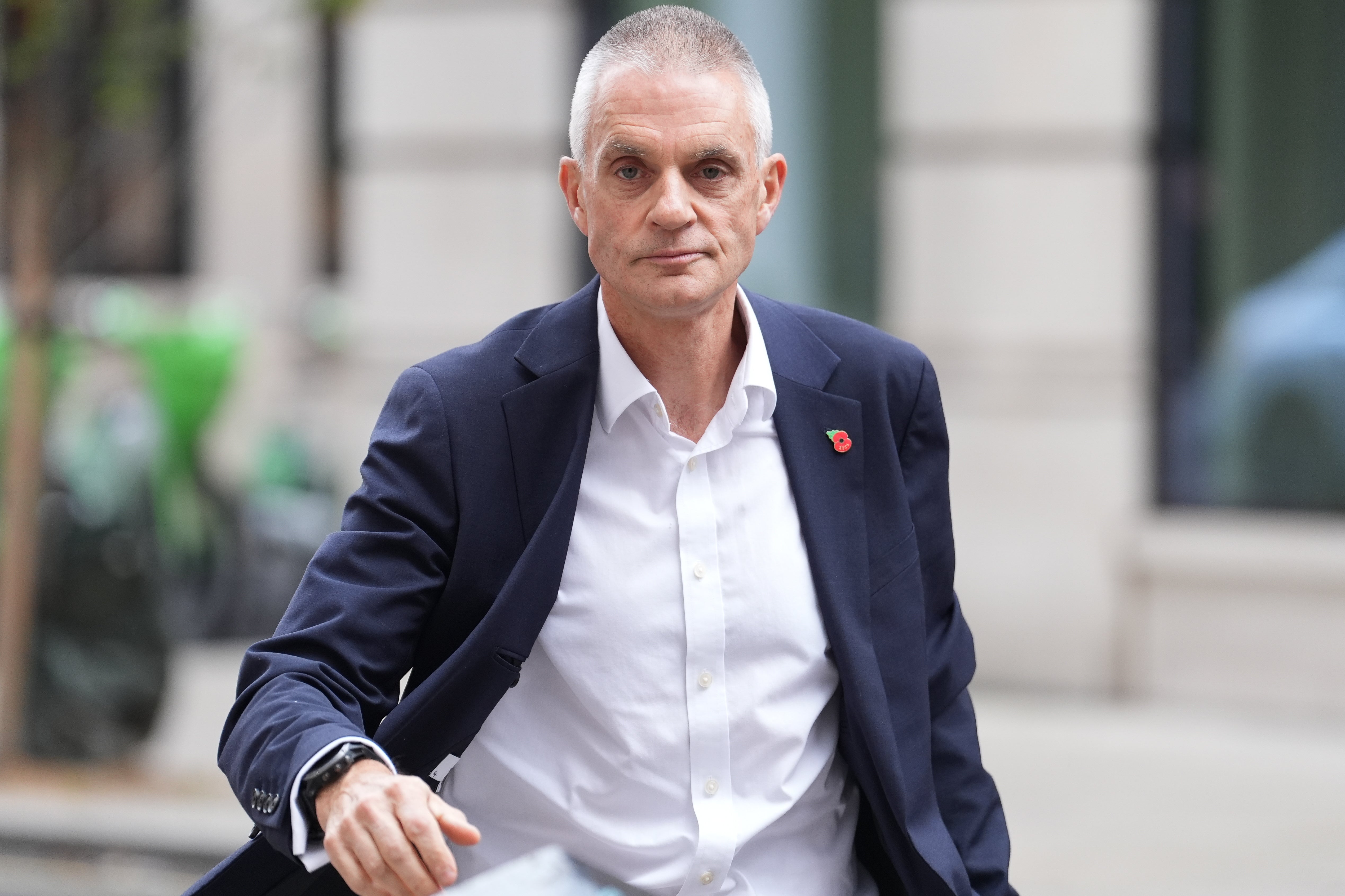 Tim Davie outside BBC Broadcasting House in London following his resignation