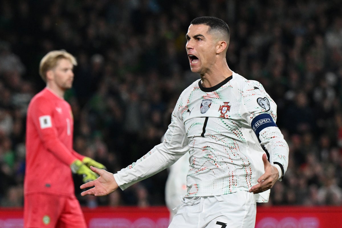 Cristiano Ronaldo sent off in Portugal’s World Cup qualifier against Ireland