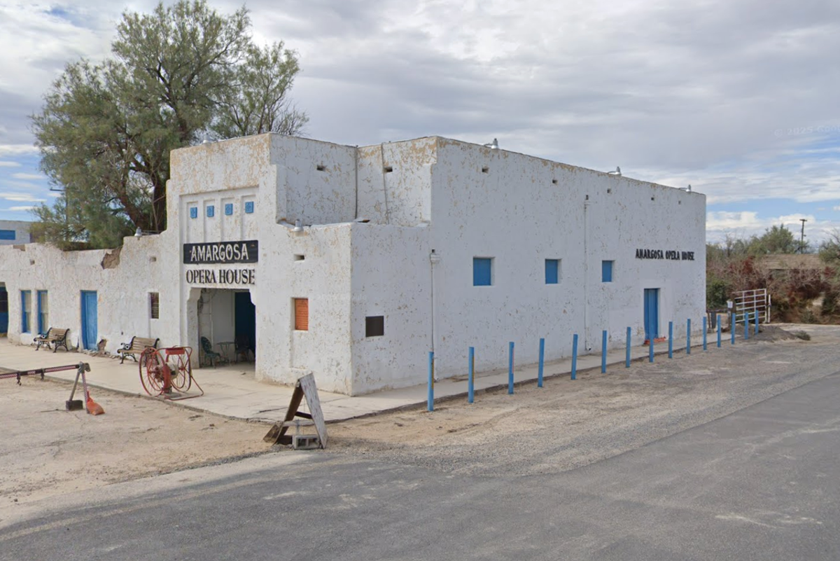 Historic opera house on the edge of Death Valley now under threat of destruction from recent flooding