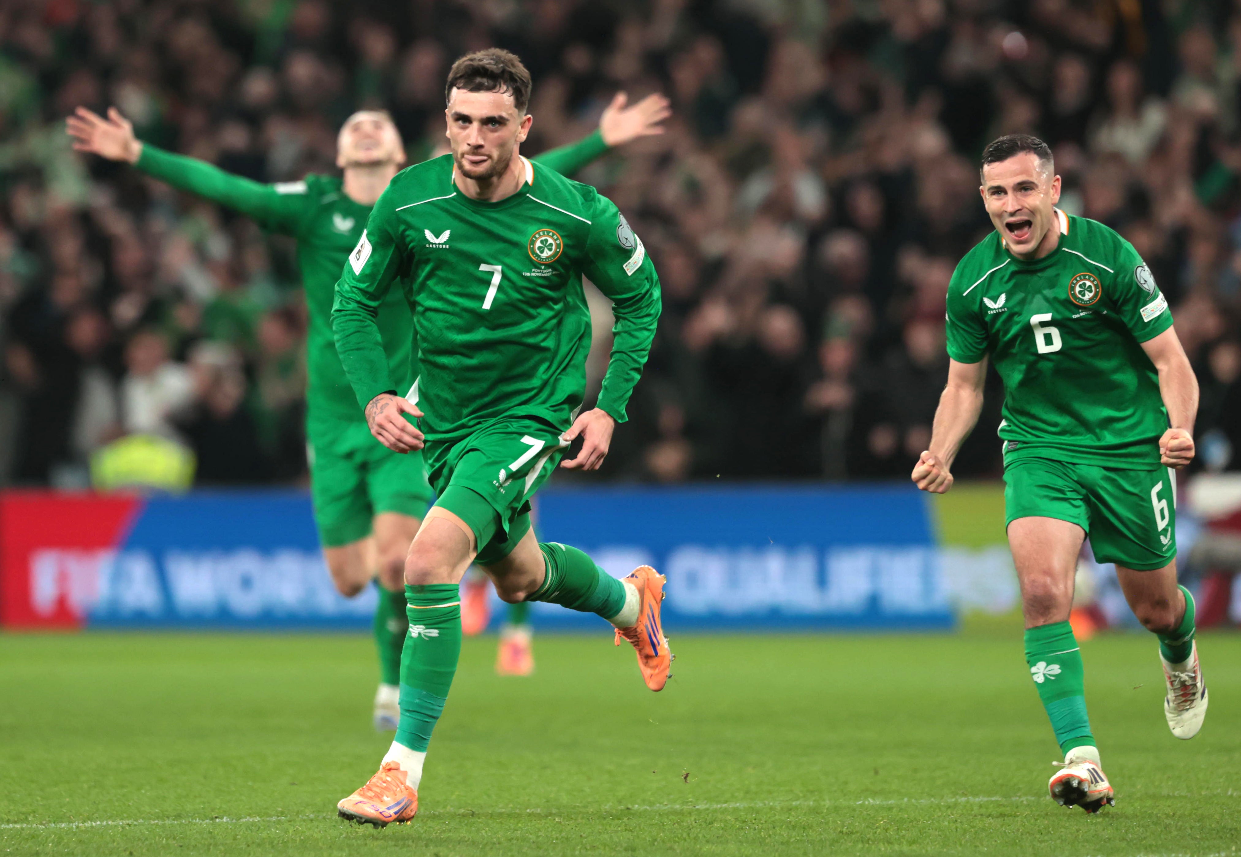 <p>Troy Parrott scored twice as Ireland stunned Portugal in Dublin</p>