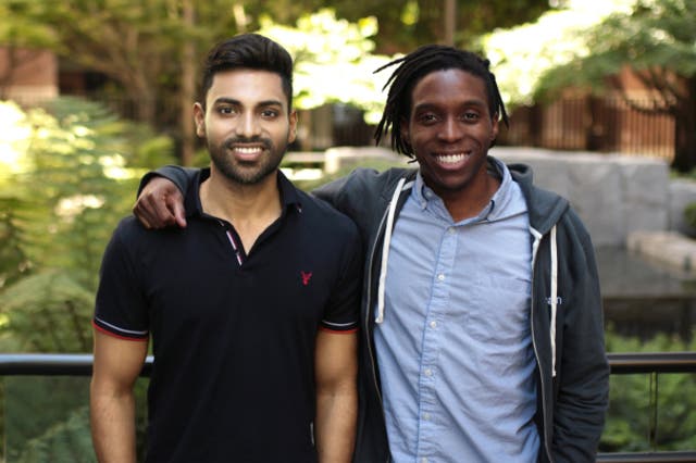 <p>Krish Ramineni, left, and Sam Udotong, co-founders of Fireflies AI, which started out with them taking notes on meetings and pretending they were AI-generated</p>