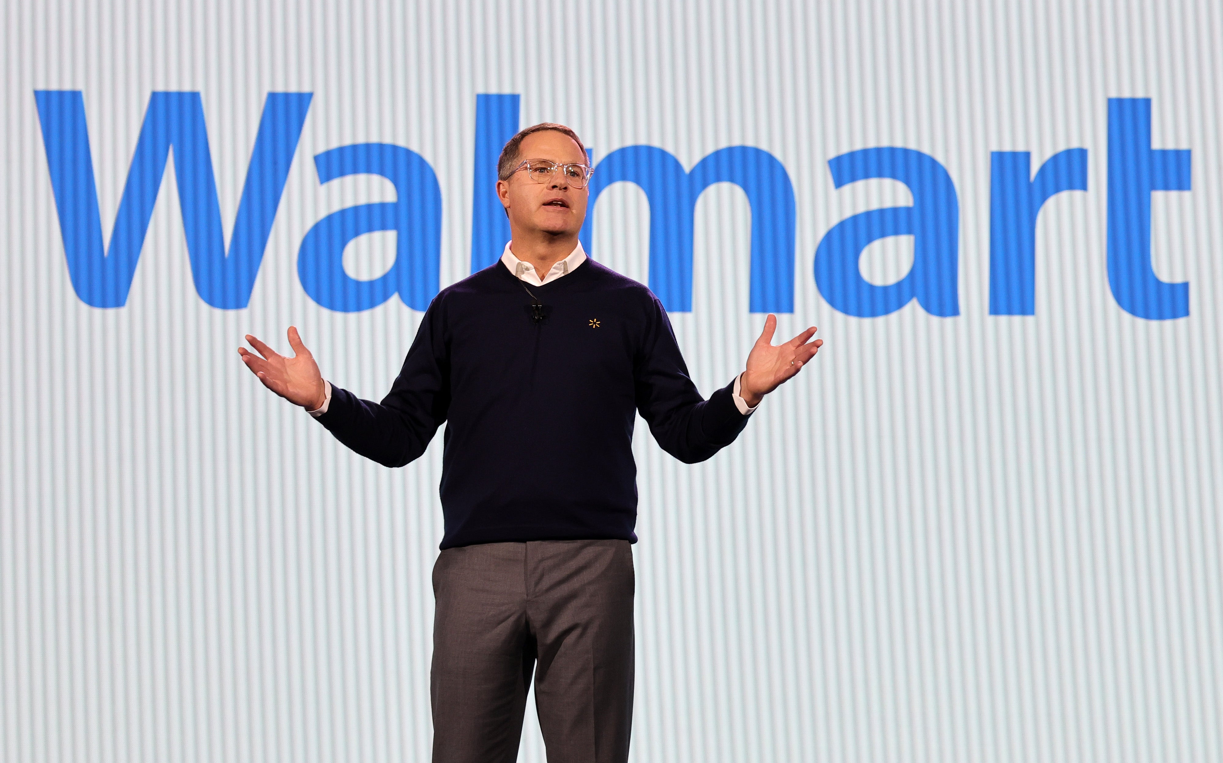 LAS VEGAS, NEVADA - JANUARY 09: Walmart Inc. President and CEO Doug McMillon delivers a keynote address during CES 2024 at The Venetian Resort Las Vegas on January 9, 2024 in Las Vegas, Nevada. CES, the world's largest annual consumer technology trade show, runs through January 12 and features about 4,000 exhibitors showing off their latest products and services to more than 130,000 attendees