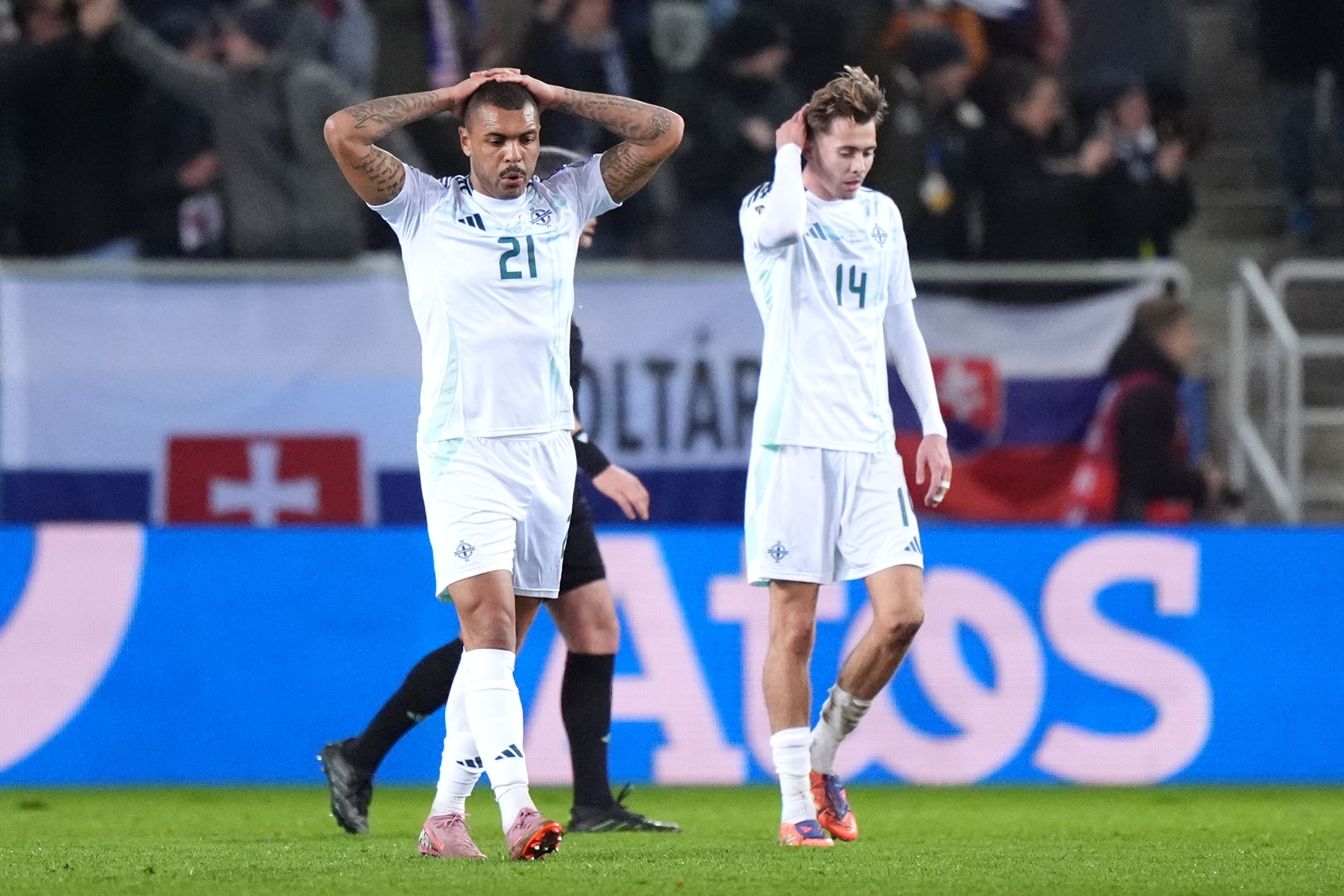Northern Ireland were beaten in Slovakia but can still qualify for the World Cup (Ben Whitley/PA)