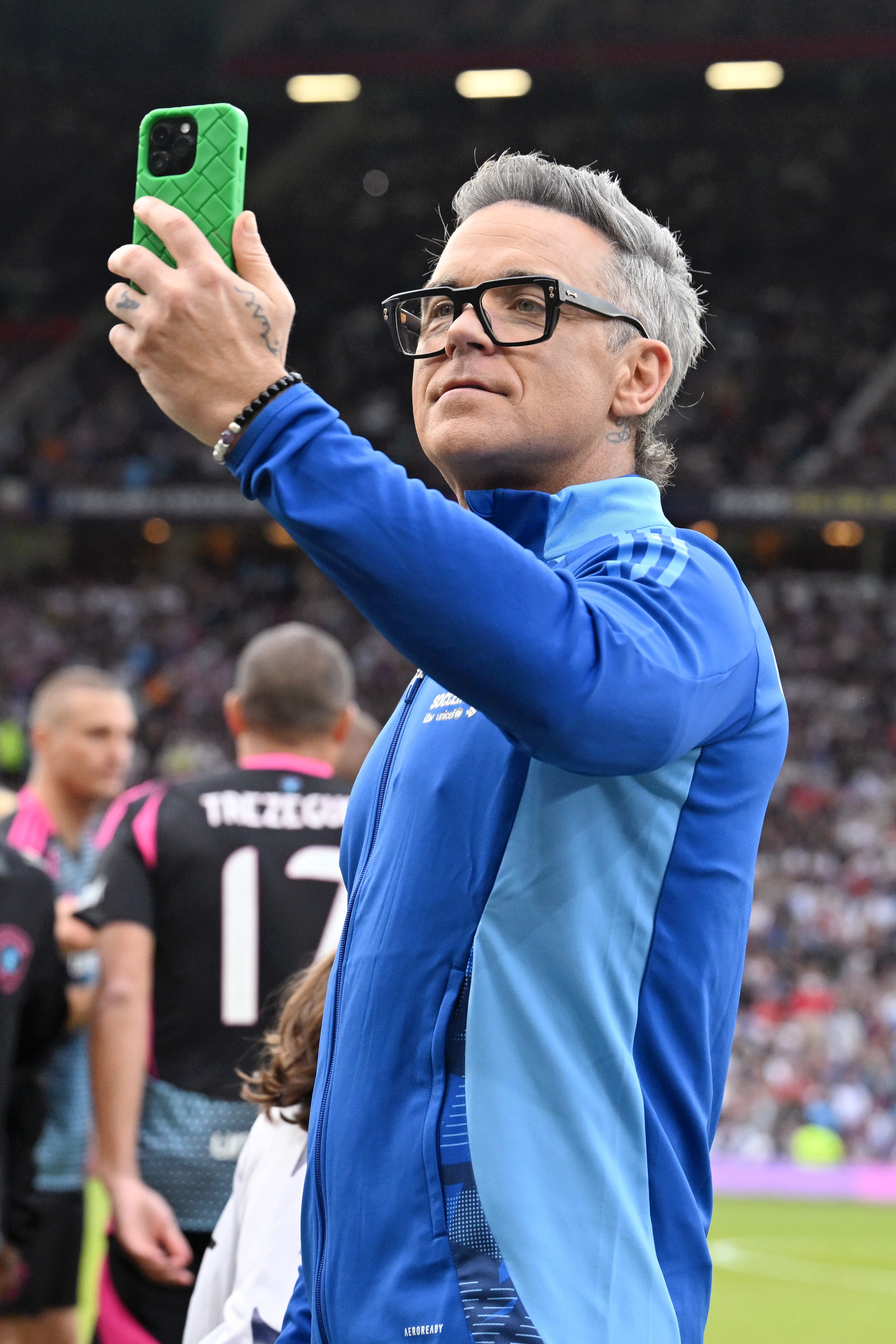 Robbie Williams at a charity football match in June