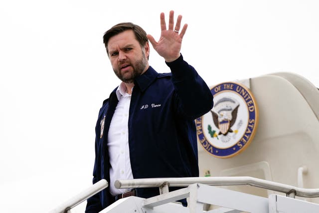 <p>US Vice President JD Vance steps off Air Force Two upon arrival at Tri-Cities Airport in Blountville, Tennessee, on his way to Damascus, Virginia on January 27, 2025. Vance is headed to Damascus, Virginia, to view recovery efforts from Hurricane Helene</p>