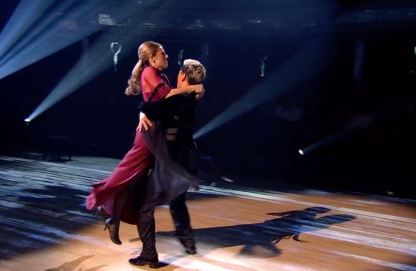 <p>Karen Carney dances with Carlos Gu</p>