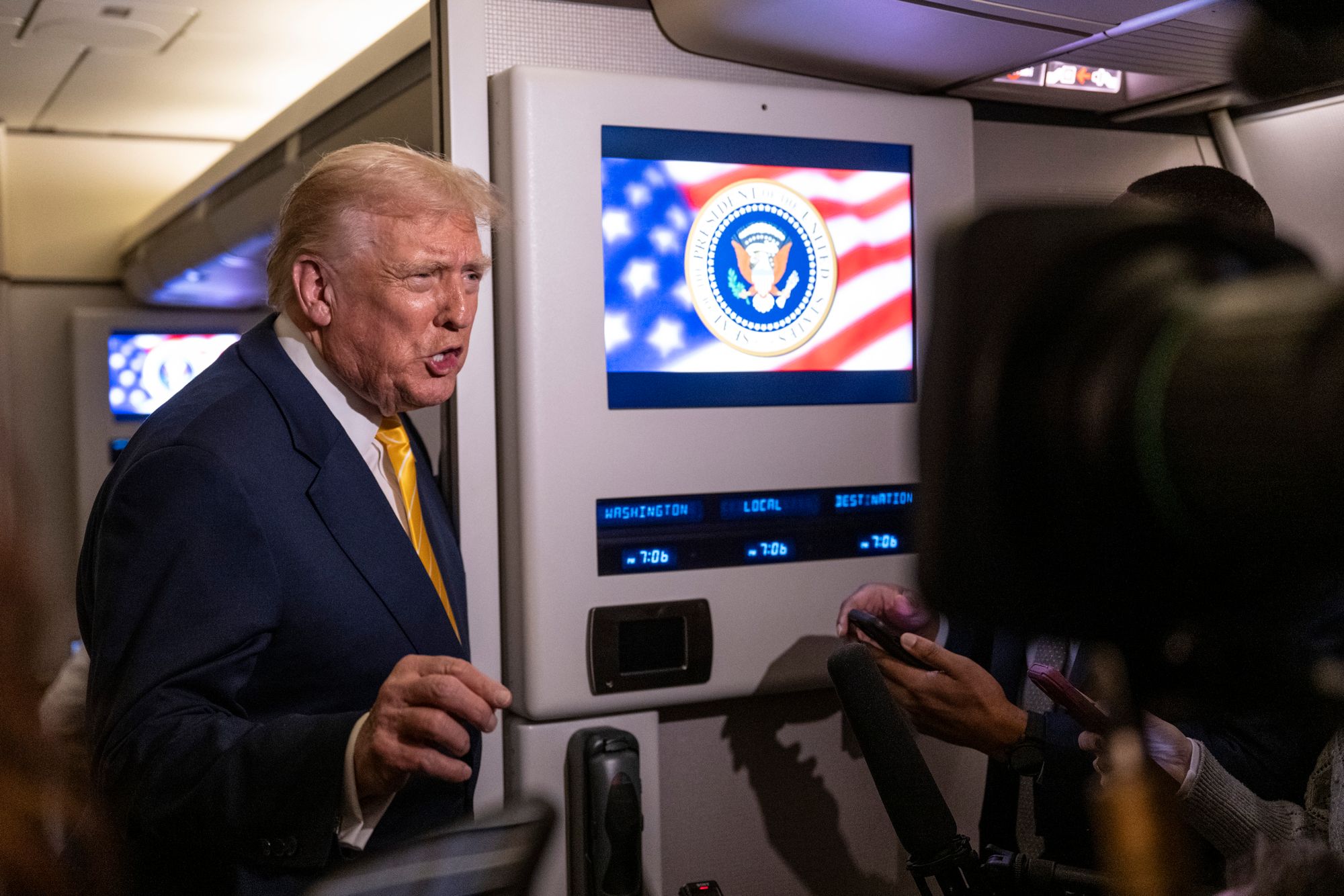 <p>The president boasted about the results of a recent MRI when speaking to reporters on Air Force One on Friday</p>