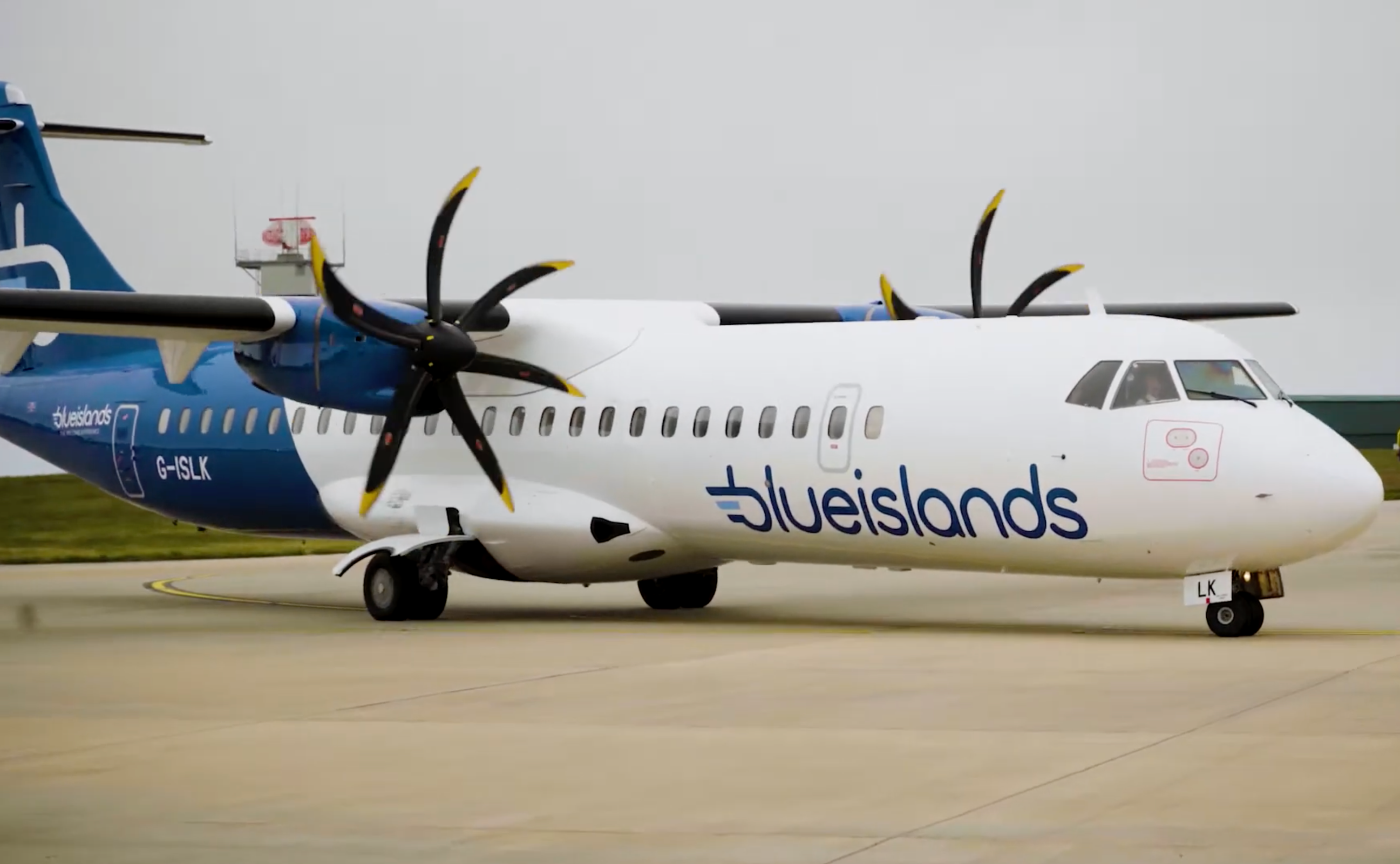 <p>Grounded: ATR 72 aircraft belonging to Blue Islands, which has ceased operations</p>